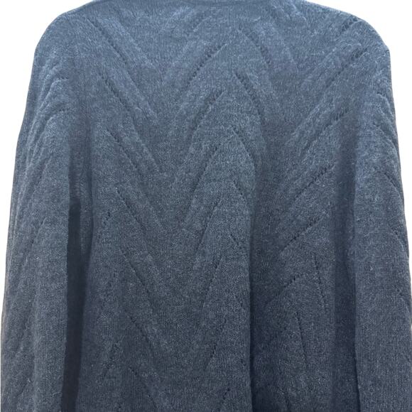 GAP Open Front Cable Knit Cozy Cardigan Sweater Gray Womens Medium Wool Blend - Picture 5 of 6